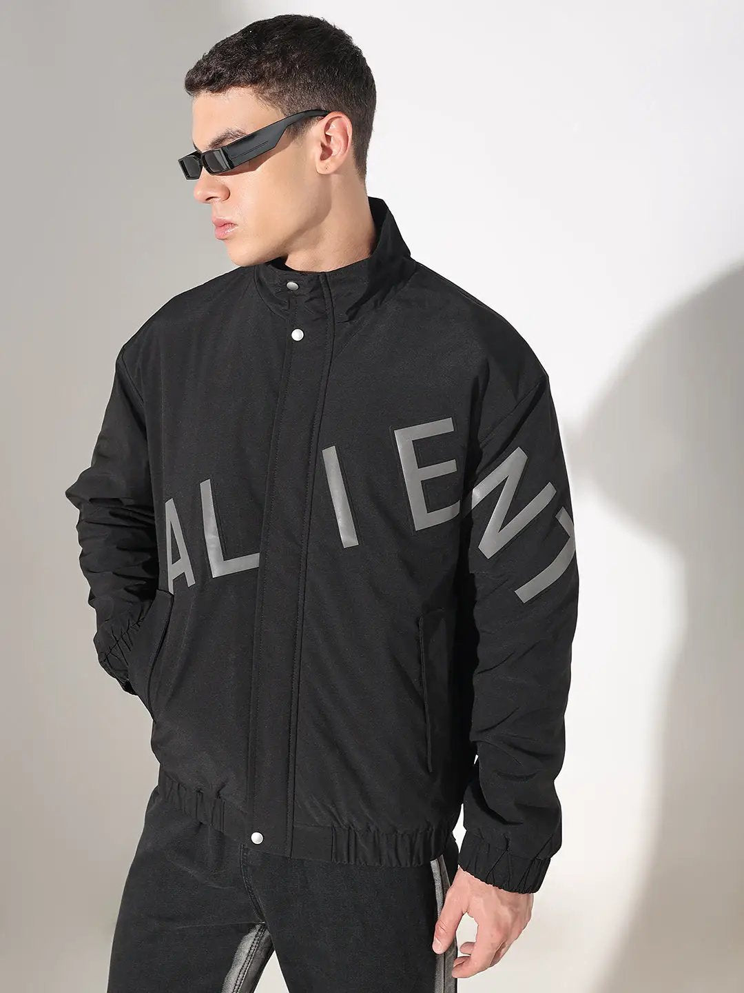 Men's Typography Black Puffer Jacket