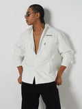 Men's White Solid Oversized Full Sleeve Shirt with Chest Pockets