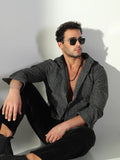 Men's Checked Grey Regular Fit Shacket