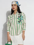 Women's Oversized Off White Striped Shirt