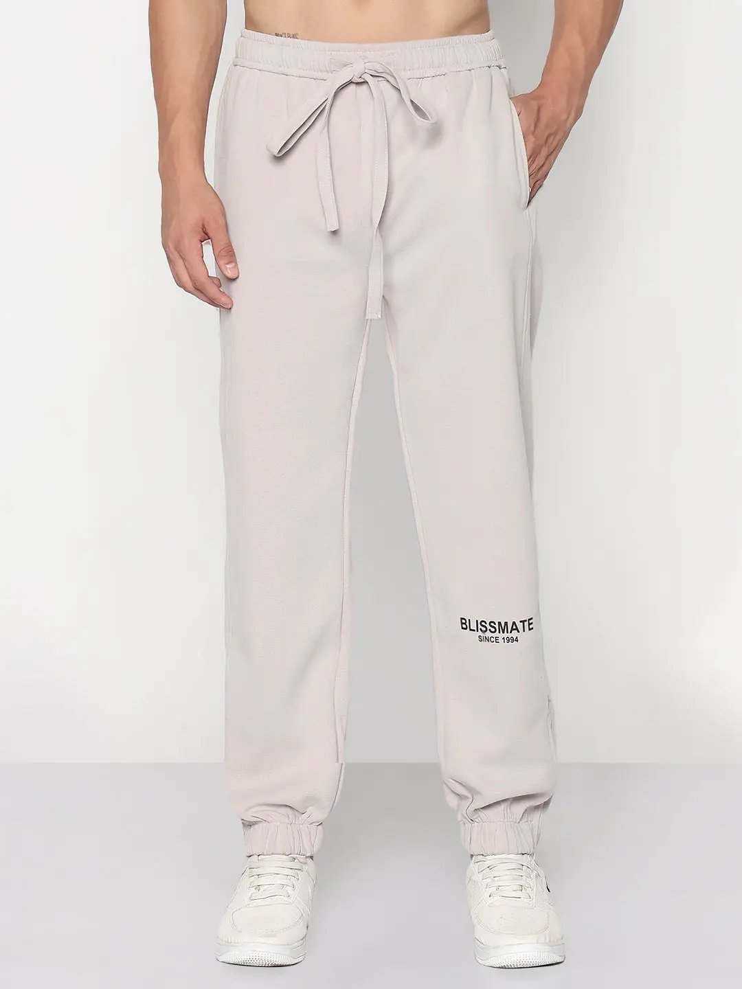 Men's Beige Relaxed Fit Joggers