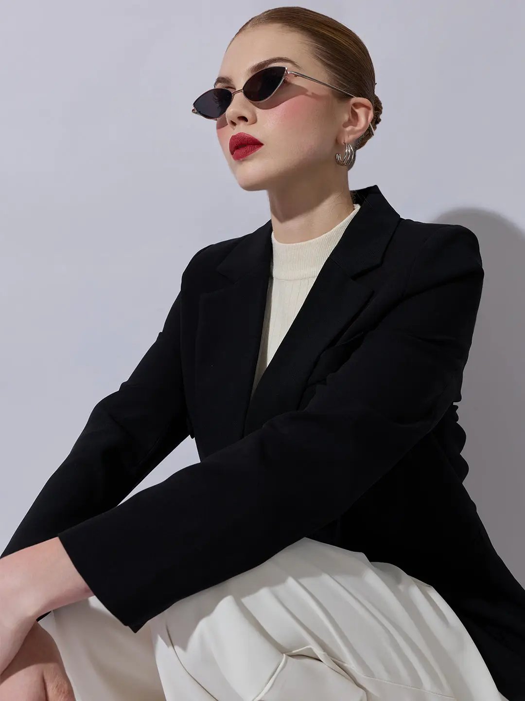 Women's Black Tailored Double-Breasted Blazer