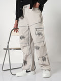 Men's Grey Straight Fit Cargo Jeans