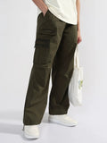 Men's Olive Baggy Fit Cargos