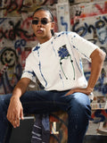 Men's Casual White & Blue Tie & Dye T-Shirt