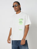Men's Casual White Printed Oversized T-Shirt