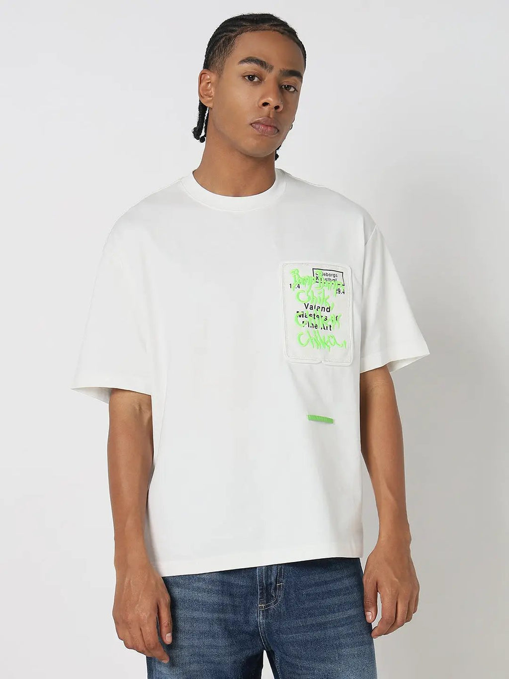 Men's Casual White Printed Oversized T-Shirt
