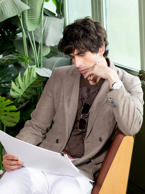 Double-Breasted Corduroy Blazer