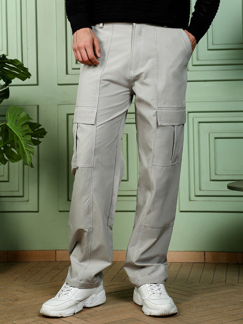 Contrast-Stitch Utility Trousers