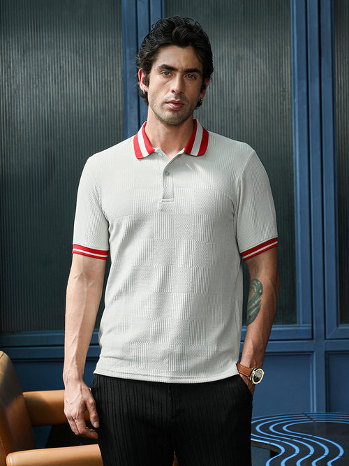 Cuboid-Jacquard Polo T-Shirt