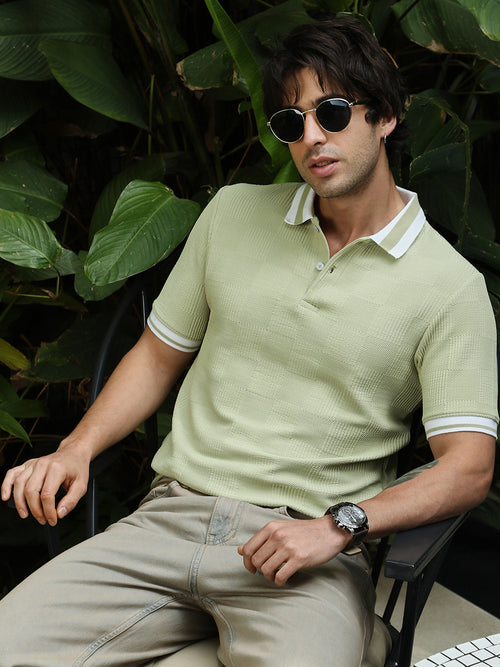 Cuboid-Jacquard Polo T-Shirt