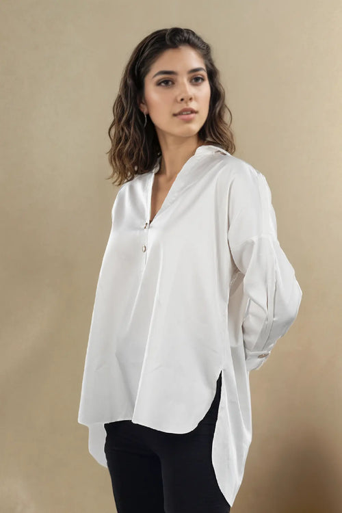 Creamy Satin Cotton Shirt