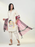 Women's Embroidered Cream Kurta Set with Dupatta