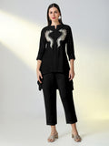 Women's Embellished Black Straight Kurta with Pants