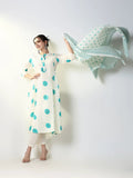 Women's Printed Cream A Line Kurta Set with Dupatta