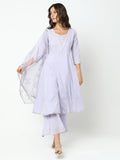 Women's Lavender A-Line Kurta Set with Dupatta