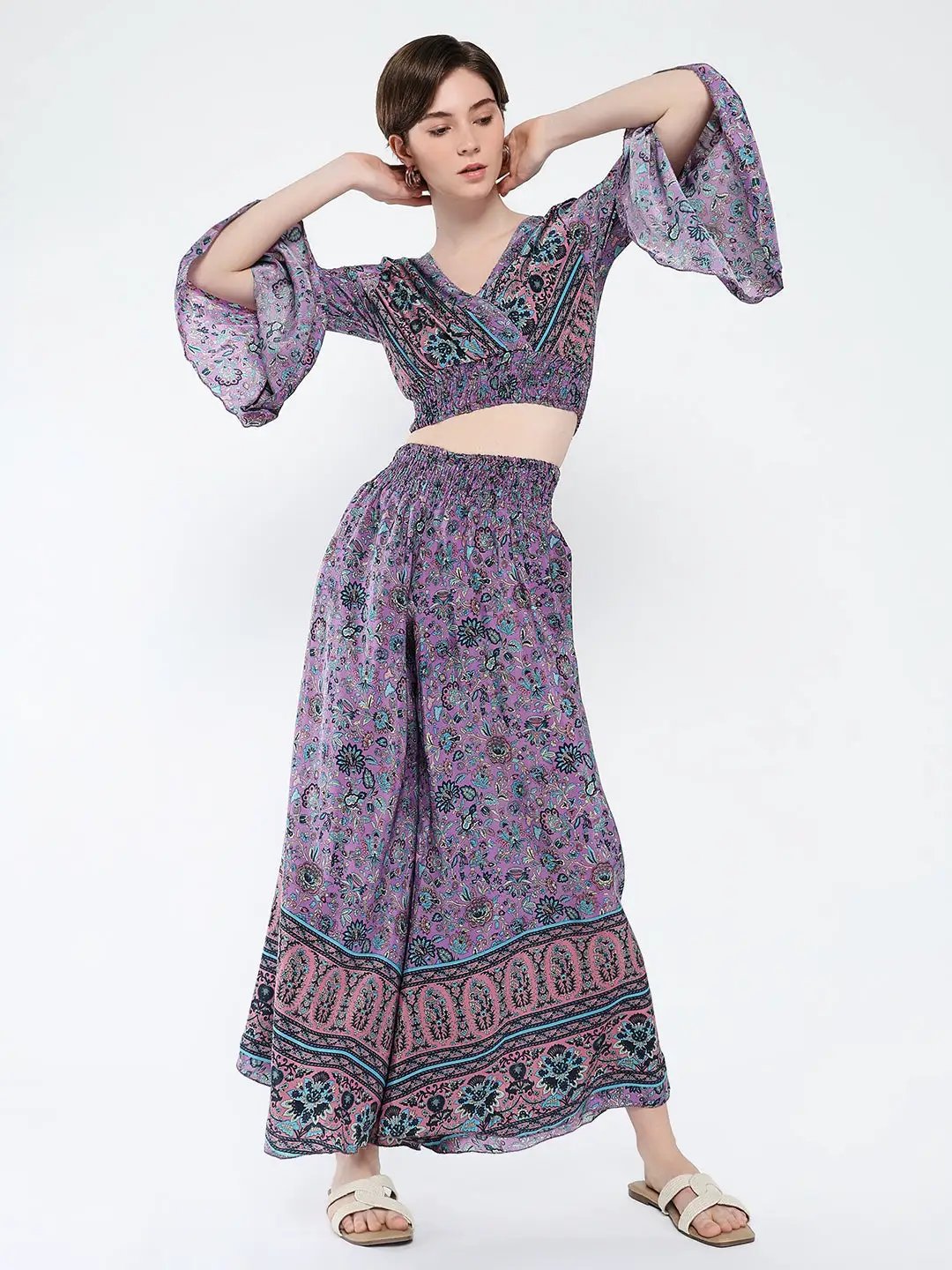 Women's Purple Printed Co-Ords Set