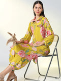 Women's Yellow Floral Straight Kurta Sets With Patiala