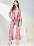 Women's Purple Printed Kurta Set with Inner Top