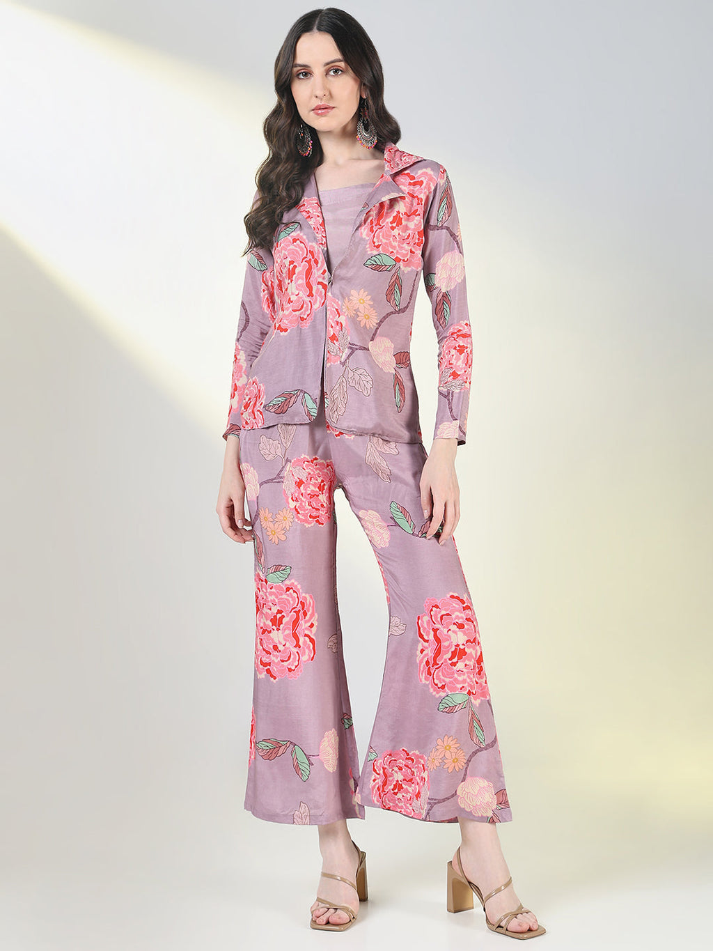 Women's Purple Printed Kurta Set with Inner Top