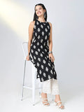 Women's Black Paisley Print Straight Kurta Set