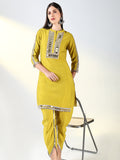 Women's Mustard Solid Straight Kurta Set