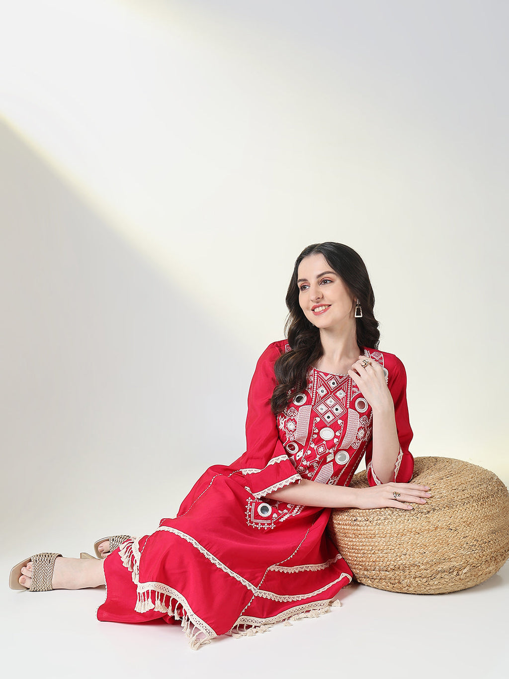 Women's Pink Graphic A Line Kurta Set