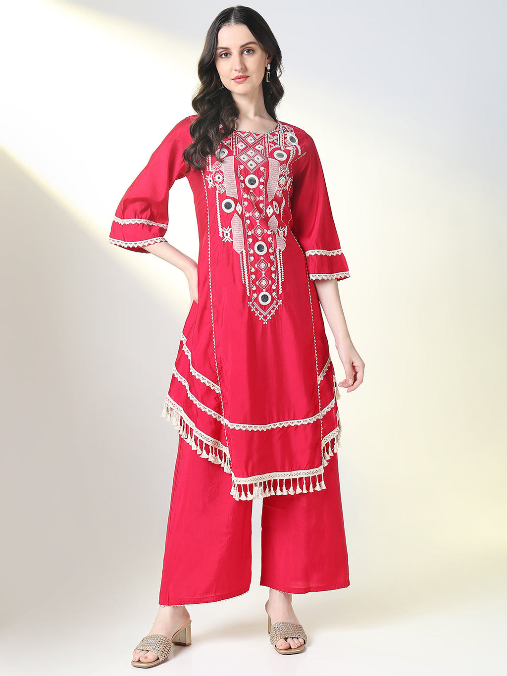 Women's Pink Graphic A Line Kurta Set