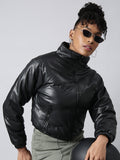 Women's Solid Black Puffer Jacket