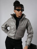 Women's Grey Windcheater Puffer Jacket