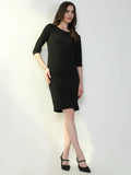 Women's Black Round Neck Bodycon Casual Dress