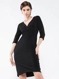 Women's Black Solid Bodycon Dress