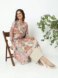 Women's Floral Grey Asymmetric Kurta Set with Palazzo