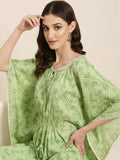 Women's Green Bandhani Printed Regular Gotta Patti Kurta Set