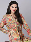 Women's Multi Striped Kurta Set with Printed Shrug
