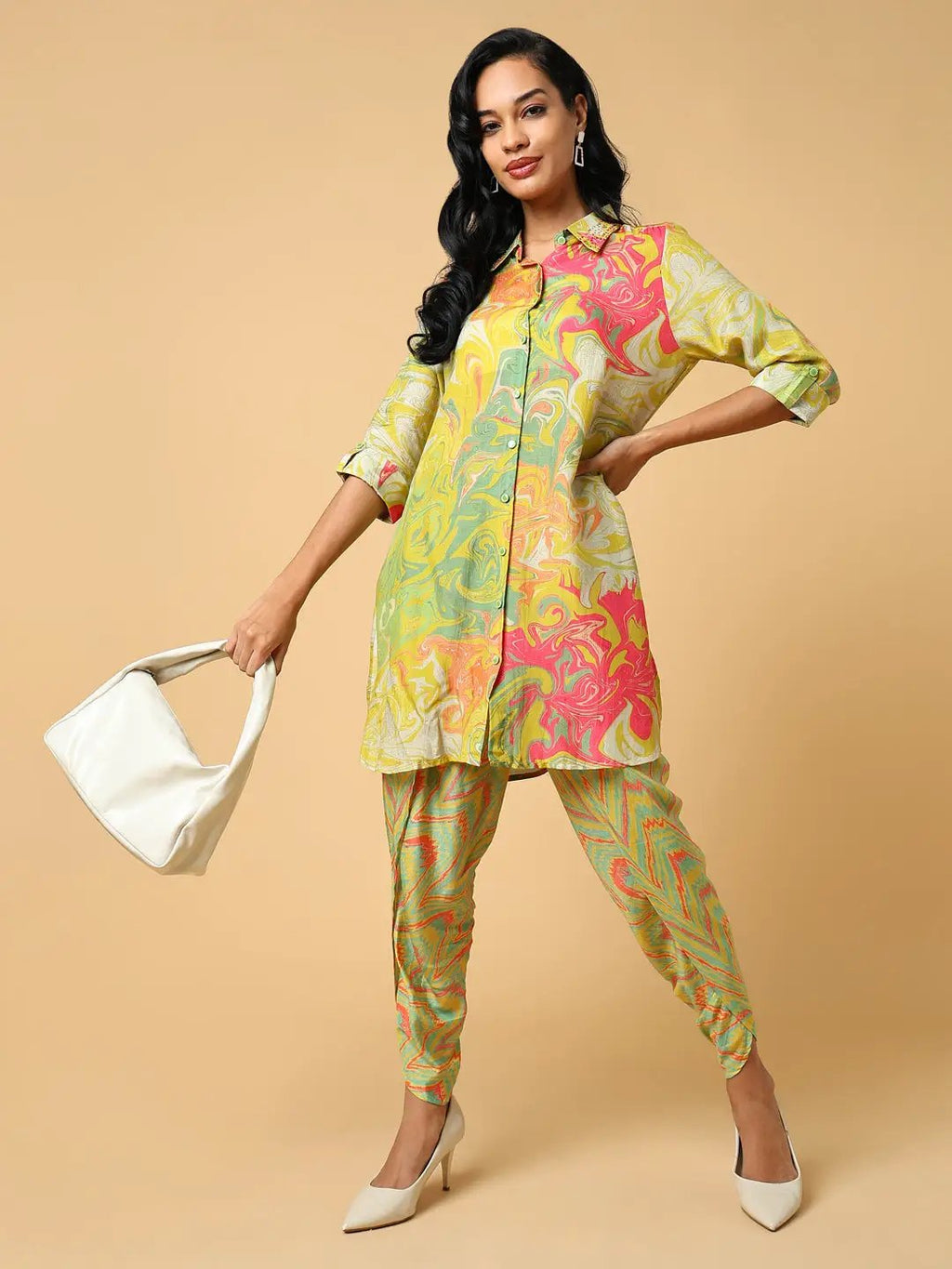 Women's Printed Cotton Green Co-Ords Set