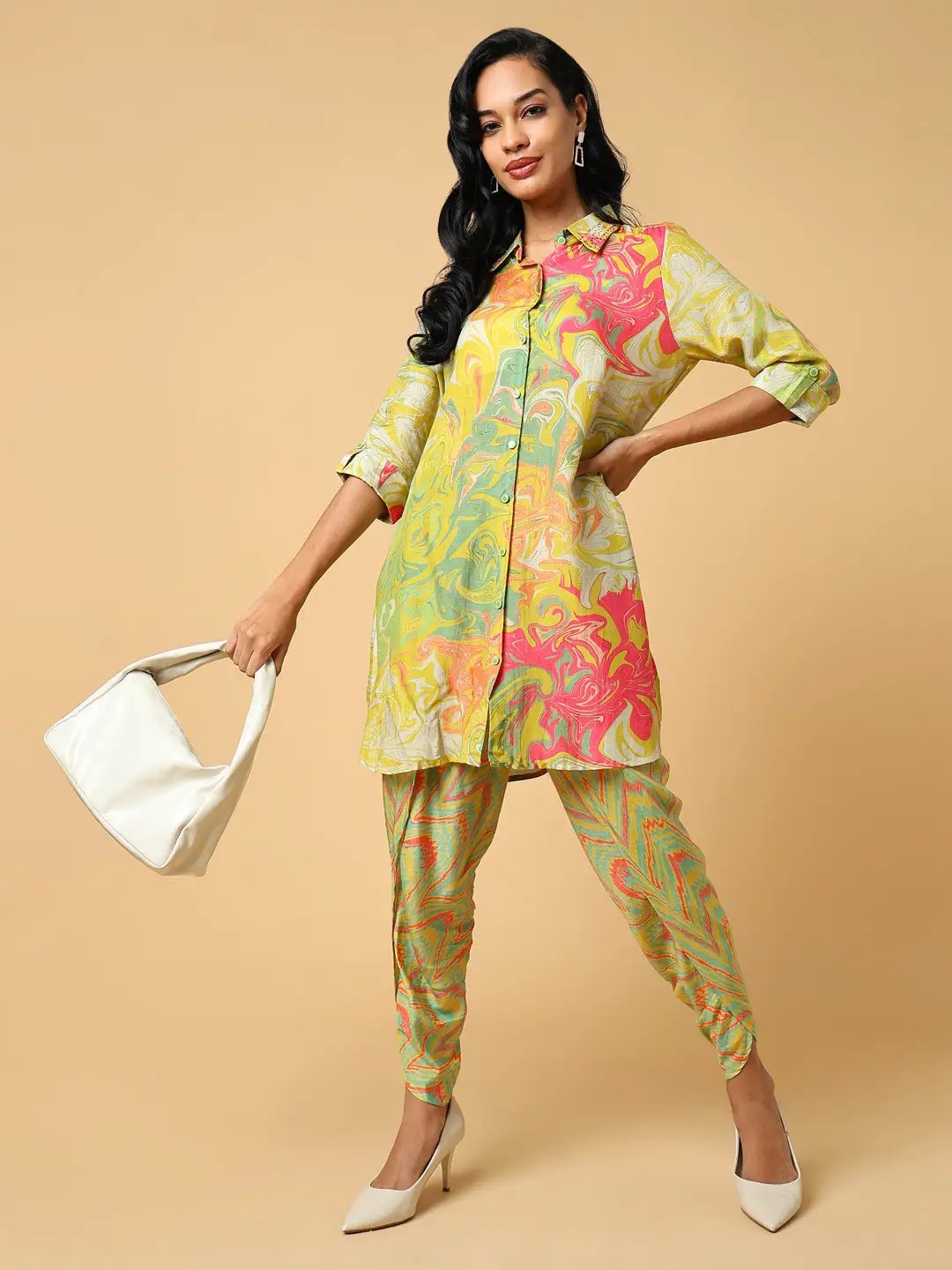 Women's Printed Cotton Green Co-Ords Set
