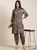 Women's A-Line Black Abstract Kurta Sets With Patiala