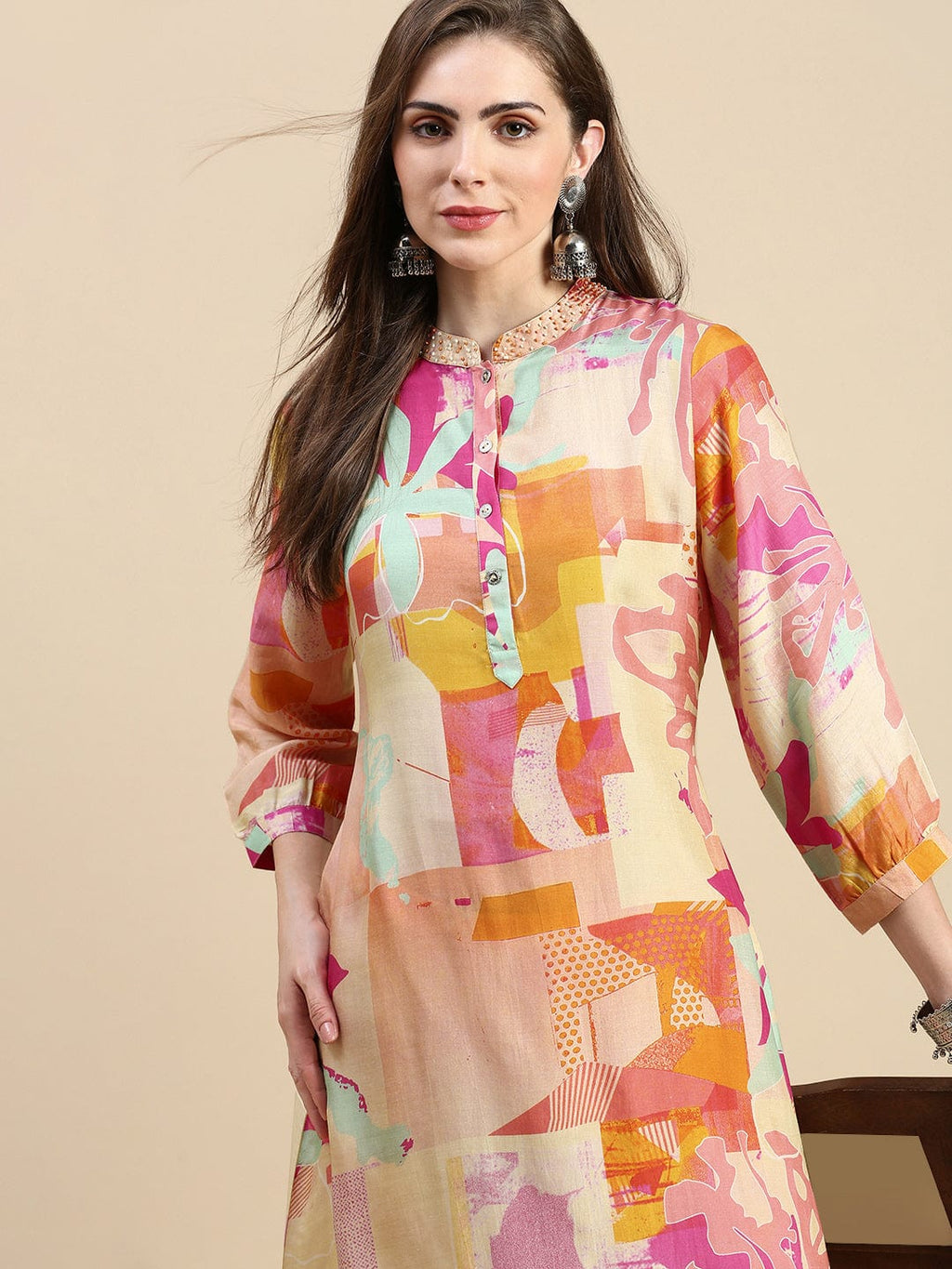 Women's Abstract Multi A-Line Kurta Set