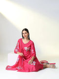 Women's Pink Floral Straight Kurta Set with Dupatta
