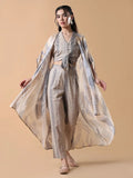 Women's Beige Printed Co-Ords Set with Shrug