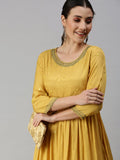 Women's Solid Yellow Anarkali Kurta