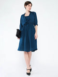 Women's Teal Solid Crepe Fit & Flare Dress