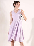 Women's Purple Schiffli Fit & Flare Dress