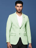 Men's Green Solid Single Breasted Blazer