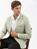 Men's Green Notched Lapel Collar Slim-Fit Single Breasted Casual Blazer