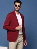 Men's Maroon Slim Fit Single Breasted Blazer