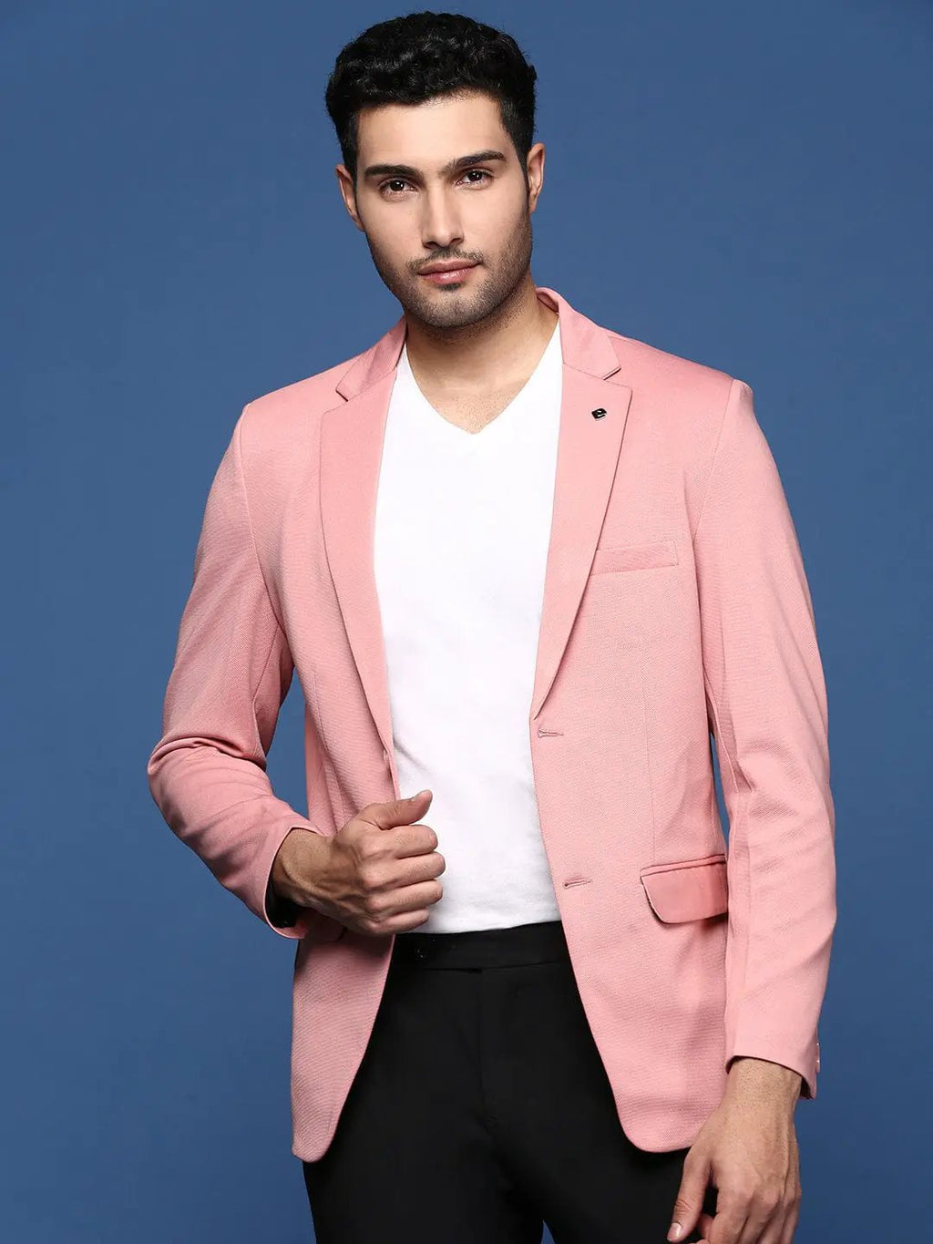 Men's Pink Slim Fit Single Breasted Blazer