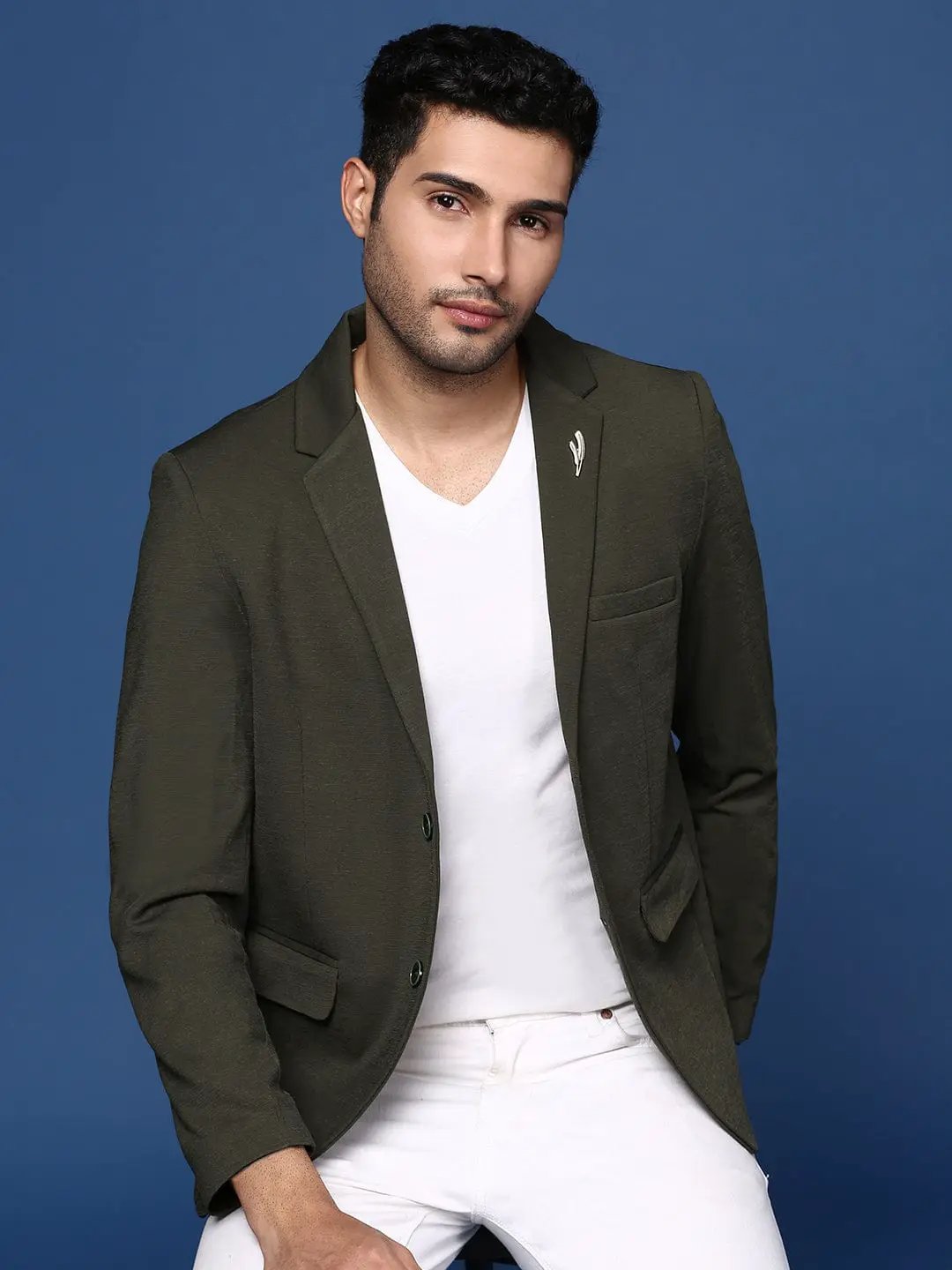 Men's Green Slim Fit Single Breasted Casual Blazer