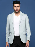 Men's Blue Solid Single Breasted Blazer